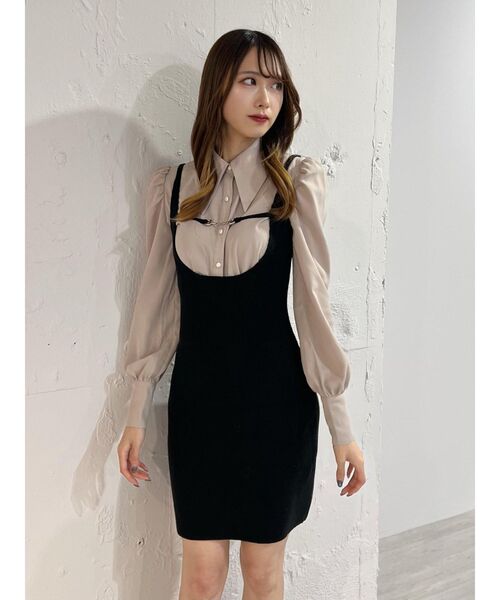 EATME（イートミー）の「シャツカラーレイヤードニットワンピース（ワンピース・レディース・グレー/ピンク/ブラック・FREE）」の5枚目の写真