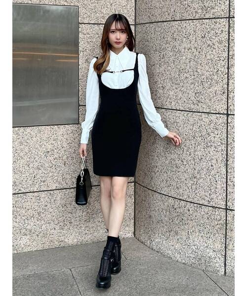 EATME（イートミー）の「シャツカラーレイヤードニットワンピース（ワンピース・レディース・グレー/ピンク/ブラック・FREE）」の12枚目の写真