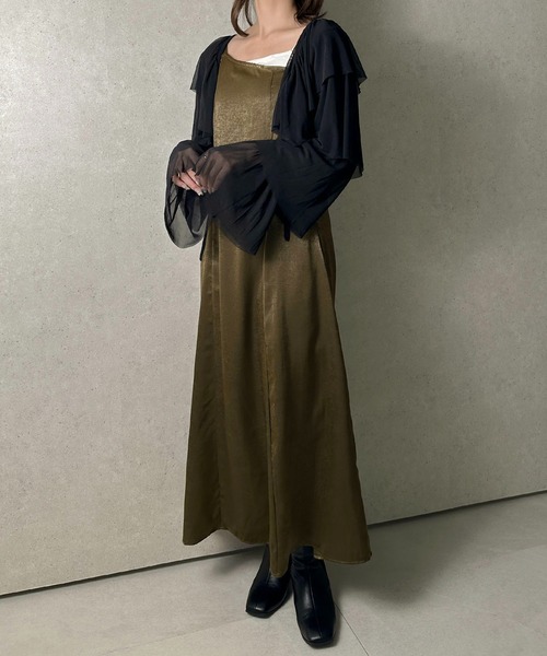 apres jour clair(アプレジュールクレア)の「【apres jour clair】サテンキャミワンピース【ZOZOTOWN限定アイテム】(ドレス・レディース・カーキ/グレー/ライトベージュ・フリー/X-LARGE)」の8枚目の写真