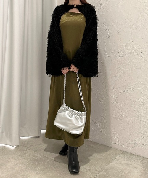 apres jour clair(アプレジュールクレア)の「【apres jour clair】サテンキャミワンピース【ZOZOTOWN限定アイテム】(ドレス・レディース・カーキ/グレー/ライトベージュ・フリー/X-LARGE)」の6枚目の写真