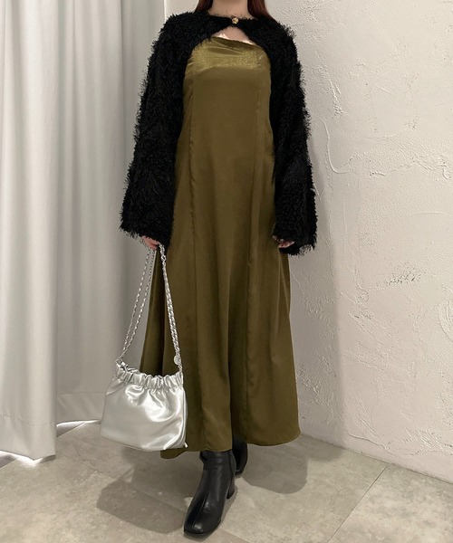 apres jour clair(アプレジュールクレア)の「【apres jour clair】サテンキャミワンピース【ZOZOTOWN限定アイテム】(ドレス・レディース・カーキ/グレー/ライトベージュ・フリー/X-LARGE)」の7枚目の写真