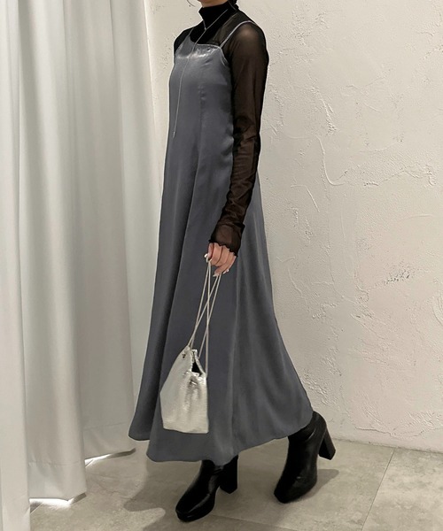 apres jour clair(アプレジュールクレア)の「【apres jour clair】サテンキャミワンピース【ZOZOTOWN限定アイテム】(ドレス・レディース・カーキ/グレー/ライトベージュ・フリー/X-LARGE)」の12枚目の写真