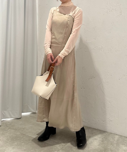 apres jour clair(アプレジュールクレア)の「【apres jour clair】サテンキャミワンピース【ZOZOTOWN限定アイテム】(ドレス・レディース・カーキ/グレー/ライトベージュ・フリー/X-LARGE)」の14枚目の写真