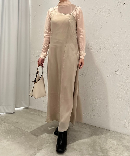 apres jour clair(アプレジュールクレア)の「【apres jour clair】サテンキャミワンピース【ZOZOTOWN限定アイテム】(ドレス・レディース・カーキ/グレー/ライトベージュ・フリー/X-LARGE)」の4枚目の写真