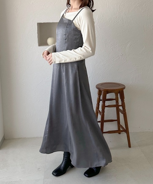 apres jour clair(アプレジュールクレア)の「【apres jour clair】サテンキャミワンピース【ZOZOTOWN限定アイテム】(ドレス・レディース・カーキ/グレー/ライトベージュ・フリー/X-LARGE)」の18枚目の写真