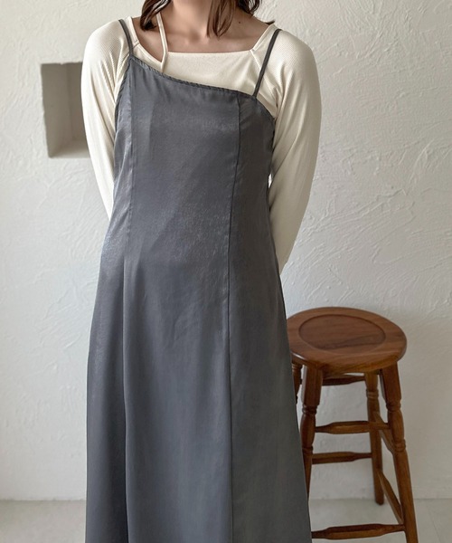 apres jour clair(アプレジュールクレア)の「【apres jour clair】サテンキャミワンピース【ZOZOTOWN限定アイテム】(ドレス・レディース・カーキ/グレー/ライトベージュ・フリー/X-LARGE)」の20枚目の写真