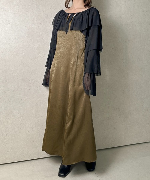 apres jour clair(アプレジュールクレア)の「【apres jour clair】サテンキャミワンピース【ZOZOTOWN限定アイテム】(ドレス・レディース・カーキ/グレー/ライトベージュ・フリー/X-LARGE)」の15枚目の写真
