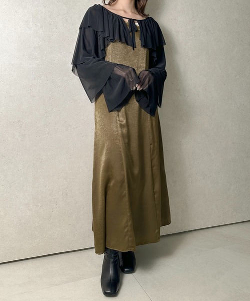 apres jour clair(アプレジュールクレア)の「【apres jour clair】サテンキャミワンピース【ZOZOTOWN限定アイテム】(ドレス・レディース・カーキ/グレー/ライトベージュ・フリー/X-LARGE)」の16枚目の写真