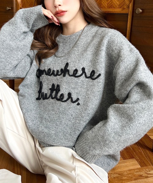 LOULOU select（ルルセレクト）の「6G コードロゴ刺繍ニットプル