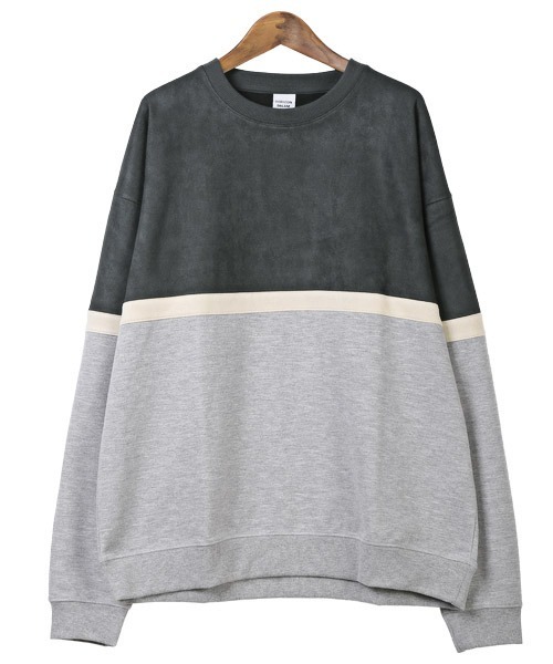 LUXSTYLE（ラグスタイル）の「ポンチスエードバイカラー切替スウェット（スウェット・メンズ・アイボリー/グリーン/チャコール・L/M）」の10枚目の写真