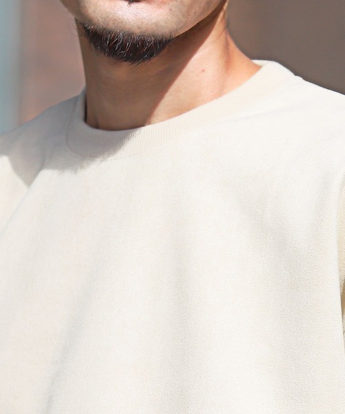 LUXSTYLE（ラグスタイル）の「ポンチスエードバイカラー切替スウェット（スウェット・メンズ・アイボリー/グリーン/チャコール・L/M）」の12枚目の写真