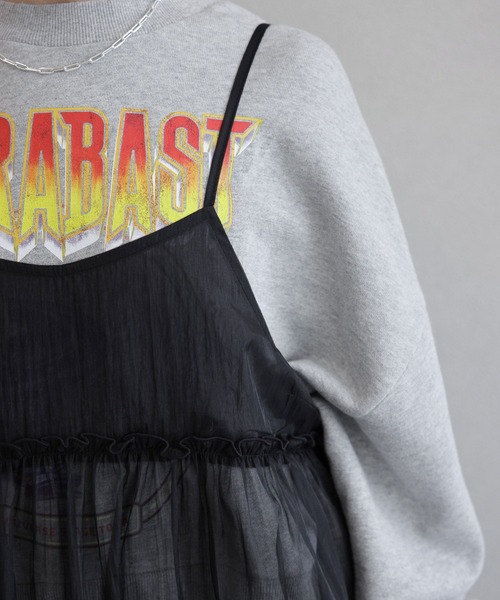 RAGEBLUE(レイジブルー)の「チュールシアーキャミワンピース(ワンピース・レディース・ブラック/ホワイト・FREE)」の14枚目の写真