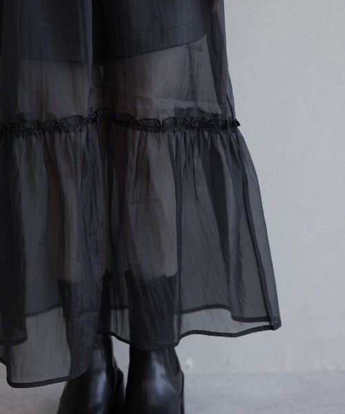 RAGEBLUE(レイジブルー)の「チュールシアーキャミワンピース(ワンピース・レディース・ブラック/ホワイト・FREE)」の15枚目の写真