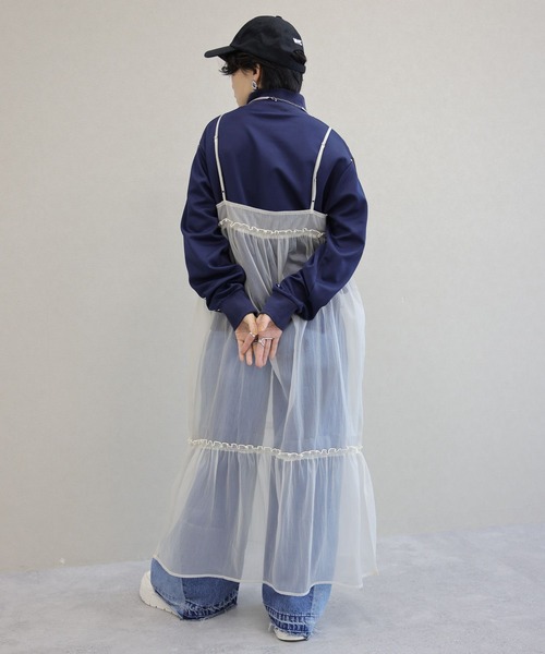 RAGEBLUE(レイジブルー)の「チュールシアーキャミワンピース(ワンピース・レディース・ブラック/ホワイト・FREE)」の3枚目の写真