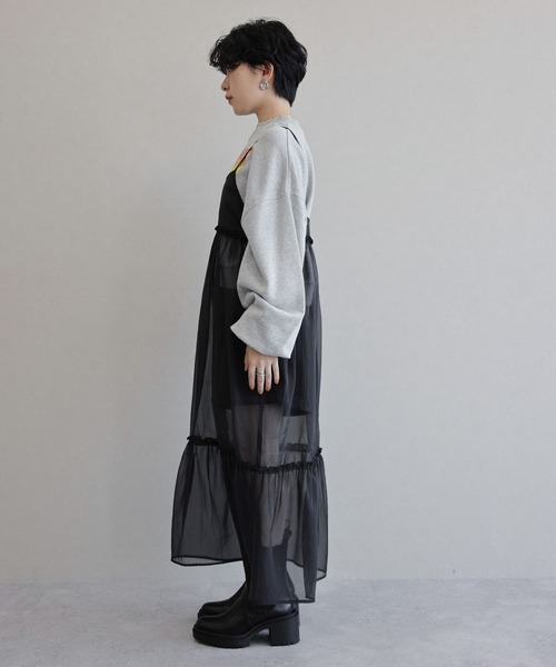 RAGEBLUE(レイジブルー)の「チュールシアーキャミワンピース(ワンピース・レディース・ブラック/ホワイト・FREE)」の9枚目の写真