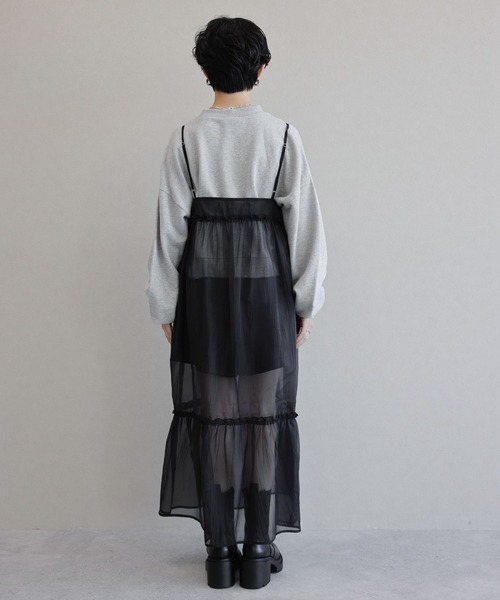 RAGEBLUE(レイジブルー)の「チュールシアーキャミワンピース(ワンピース・レディース・ブラック/ホワイト・FREE)」の10枚目の写真