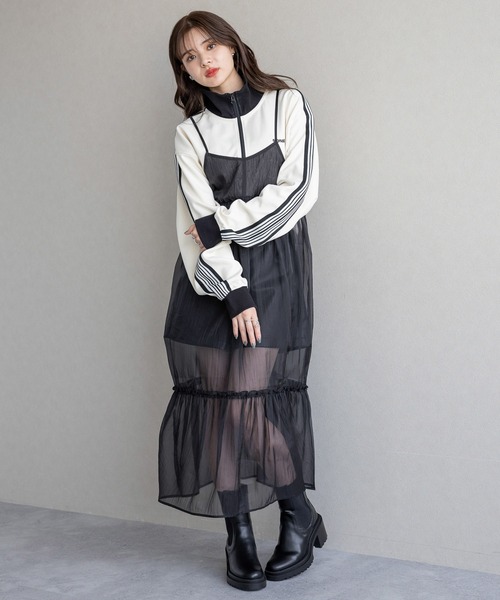 RAGEBLUE(レイジブルー)の「チュールシアーキャミワンピース(ワンピース・レディース・ブラック/ホワイト・FREE)」の19枚目の写真