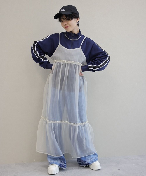 RAGEBLUE(レイジブルー)の「チュールシアーキャミワンピース(ワンピース・レディース・ブラック/ホワイト・FREE)」の21枚目の写真