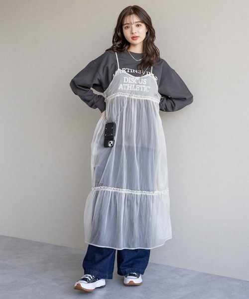 RAGEBLUE(レイジブルー)の「チュールシアーキャミワンピース(ワンピース・レディース・ブラック/ホワイト・FREE)」の18枚目の写真