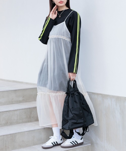 RAGEBLUE(レイジブルー)の「チュールシアーキャミワンピース(ワンピース・レディース・ブラック/ホワイト・FREE)」の22枚目の写真