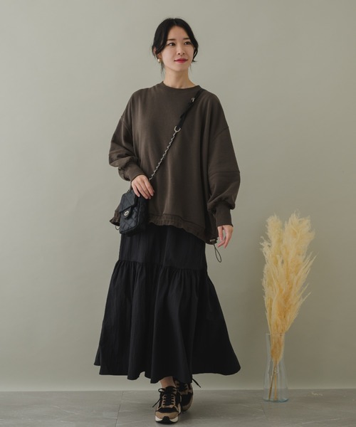 KATHARINE ROSS(キャサリンロス)の「【KATHARINE ROSS】スウェットドッキングドロストワンピース(ワンピース・レディース・チャコールグレー/モカ・MEDIUM)」の14枚目の写真
