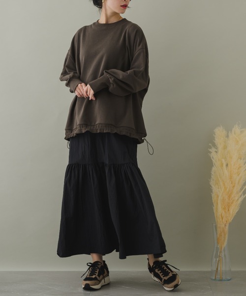 KATHARINE ROSS(キャサリンロス)の「【KATHARINE ROSS】スウェットドッキングドロストワンピース(ワンピース・レディース・チャコールグレー/モカ・MEDIUM)」の3枚目の写真