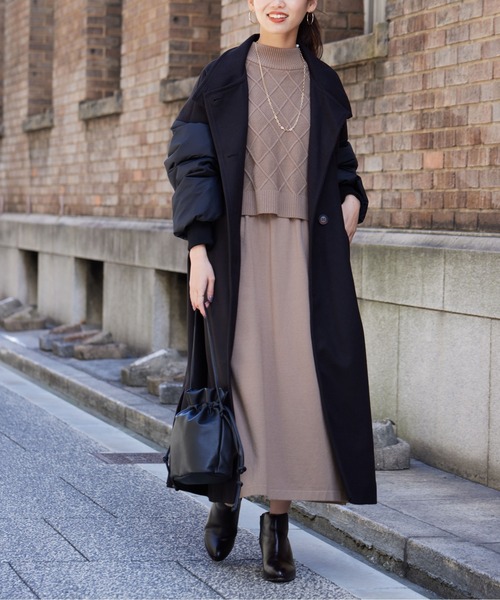 Chez toi（シェトワ）の「袖ファイバーダウンスタンドネックコート（その他アウター・レディース・アイボリー/カーキ/ブラック・FREE）」の9枚目の写真