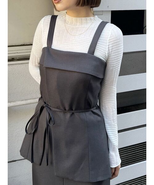 MURUA（ムルーア）の「【SET UP対応】チュニックラップビスチェ（シャツ/ブラウス・レディース・ブルー/ダークグレー/モカ/ライトグレー・FREE）」の2枚目の写真