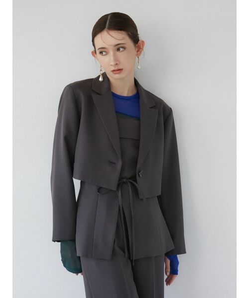 MURUA（ムルーア）の「【SET UP対応】チュニックラップビスチェ（シャツ/ブラウス・レディース・ブルー/ダークグレー/モカ/ライトグレー・FREE）」の7枚目の写真