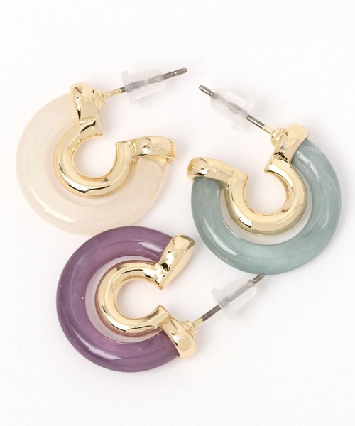 niko and...（ニコアンド）の「アーチC型ピアス（ピアス（両耳用）・レディース・グリーン/ホワイト/ブルー・0）」の5枚目の写真