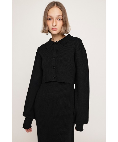 SLY（スライ）の「LAYERED 2P MG OP レイヤード ツーピー ミドルゲージ ワンピース（ワンピース・レディース・ブラック/グレー/ターコイズブルー・1/2）」の15枚目の写真