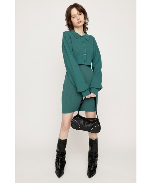 SLY（スライ）の「LAYERED 2P MG OP レイヤード ツーピー ミドルゲージ ワンピース（ワンピース・レディース・ブラック/グレー/ターコイズブルー・1/2）」の12枚目の写真