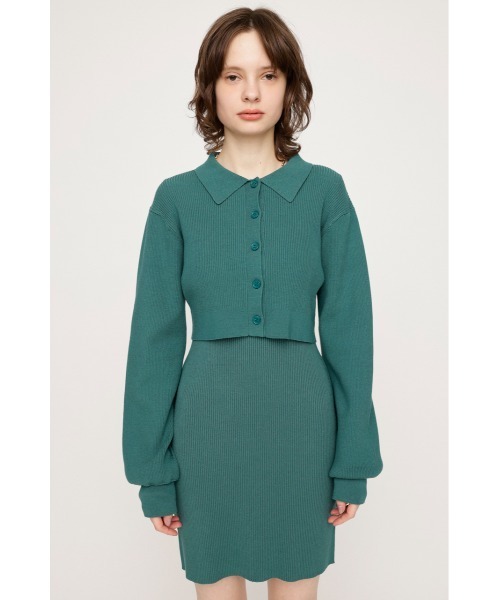 SLY（スライ）の「LAYERED 2P MG OP レイヤード ツーピー ミドルゲージ ワンピース（ワンピース・レディース・ブラック/グレー/ターコイズブルー・1/2）」の8枚目の写真