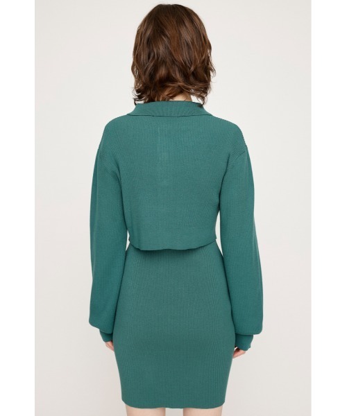 SLY（スライ）の「LAYERED 2P MG OP レイヤード ツーピー ミドルゲージ ワンピース（ワンピース・レディース・ブラック/グレー/ターコイズブルー・1/2）」の18枚目の写真