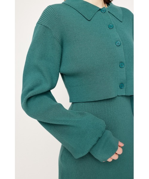 SLY（スライ）の「LAYERED 2P MG OP レイヤード ツーピー ミドルゲージ ワンピース（ワンピース・レディース・ブラック/グレー/ターコイズブルー・1/2）」の7枚目の写真