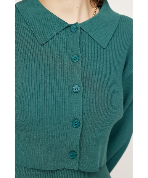 SLY（スライ）の「LAYERED 2P MG OP レイヤード ツーピー ミドルゲージ ワンピース（ワンピース・レディース・ブラック/グレー/ターコイズブルー・1/2）」の6枚目の写真