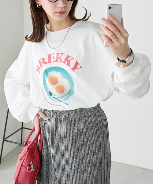 BONLECILL(ボンルシール)の「アソートフードフォトプリントオーバーロンTEE(Tシャツ/カットソー・レディース・レッド/グリーン/ブルー・FREE)」の1枚目の写真