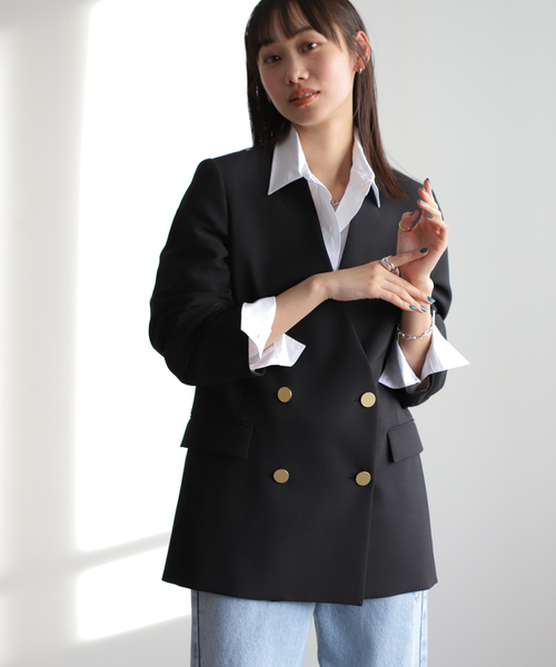 ヴィスポリーノ ノーカラーキンボタンジャケット（ノーカラー