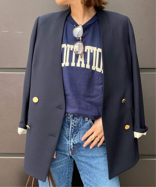 ヴィスポリーノ ノーカラーキンボタンジャケット（ノーカラー