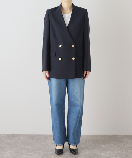 ヴィスポリーノ ノーカラーキンボタンジャケット（ノーカラー