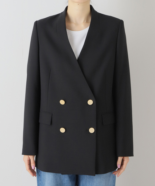 ヴィスポリーノ ノーカラーキンボタンジャケット（ノーカラー