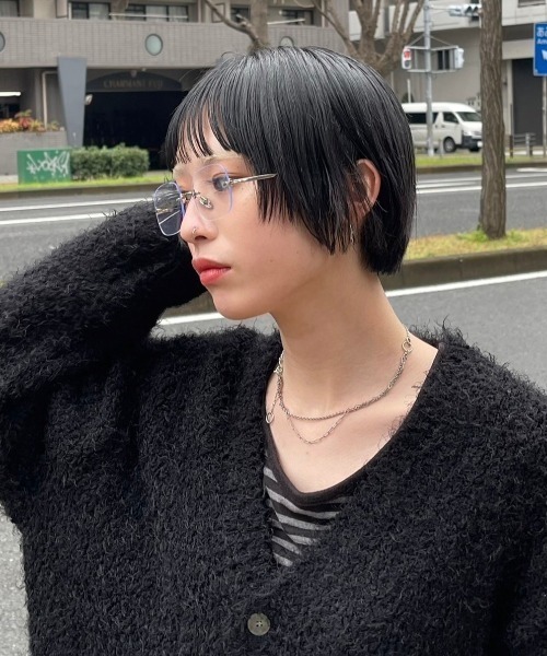 Chikashitsu +（チカシツプラス）の「【Chikashitsu +】square eyeglasses / 【チカシツプラス】スクエアアイグラスメガネ（メガネ・メンズ・シルバー・ONE SIZE）」の12枚目の写真