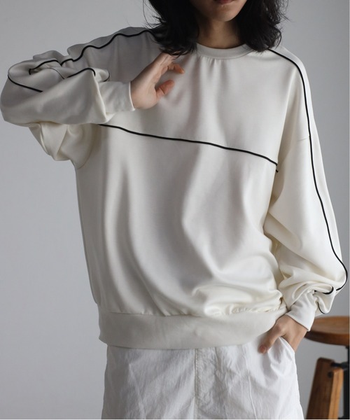 CREARE -LINO-(クレアーレリノ)の「<ユニセックス>ダンボール オーバーサイズ ライン トラック プロオーバー(スウェット・メンズ・ブラック/オフホワイト/ネイビー・M/L)」の13枚目の写真