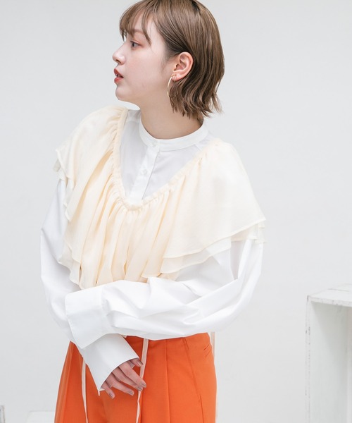 KBF（ケイビーエフ）の「フリルカラーSETシャツ（シャツ/ブラウス・レディース・ブルー系その他/ホワイト系その他・ONE）」の3枚目の写真