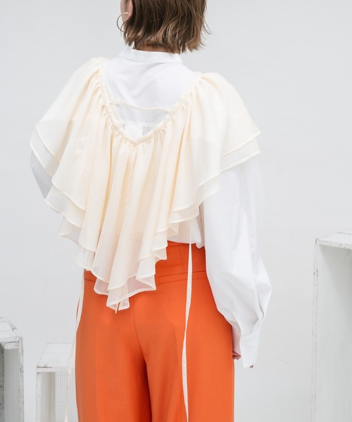 KBF（ケイビーエフ）の「フリルカラーSETシャツ（シャツ/ブラウス・レディース・ブルー系その他/ホワイト系その他・ONE）」の6枚目の写真