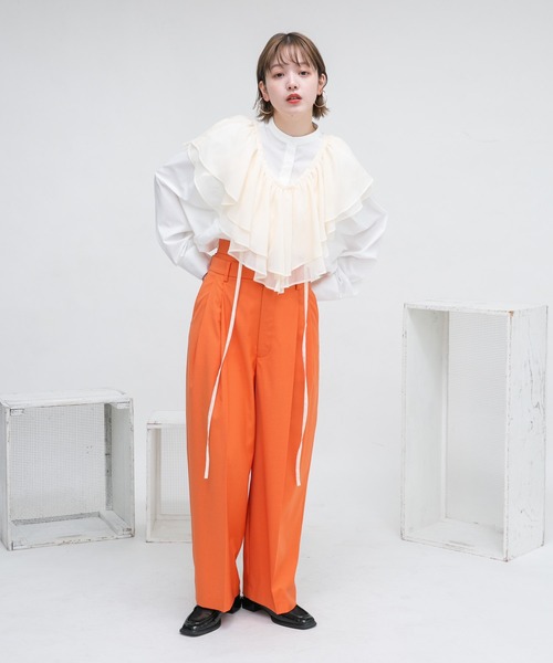 KBF（ケイビーエフ）の「フリルカラーSETシャツ（シャツ/ブラウス・レディース・ブルー系その他/ホワイト系その他・ONE）」の7枚目の写真