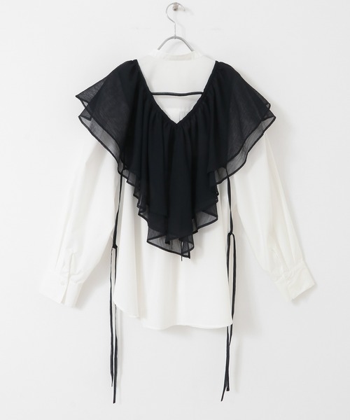 KBF（ケイビーエフ）の「フリルカラーSETシャツ（シャツ/ブラウス・レディース・ブルー系その他/ホワイト系その他・ONE）」の8枚目の写真