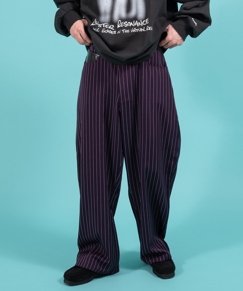 EDITFORLULU  ストライプベルベットスリムパンツ Aletta vita パンツ ボトムス ストライプ ワイド セミワイド