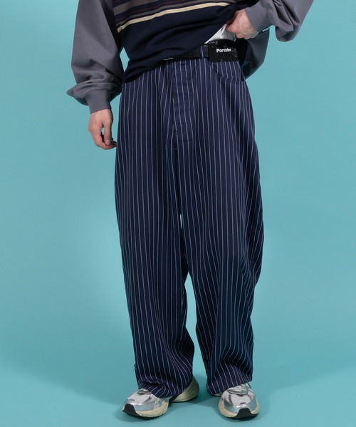 Lame stripe wide straight pants / ラメストライプワイド