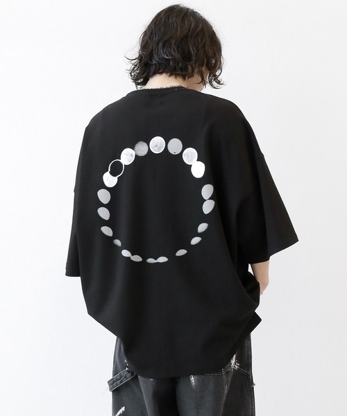 minsobi(ミンソビ)の「ルナサークル半袖T プリントデザインTシャツ(Tシャツ/カットソー・メンズ・グレー/ブラック・FREE)」の1枚目の写真